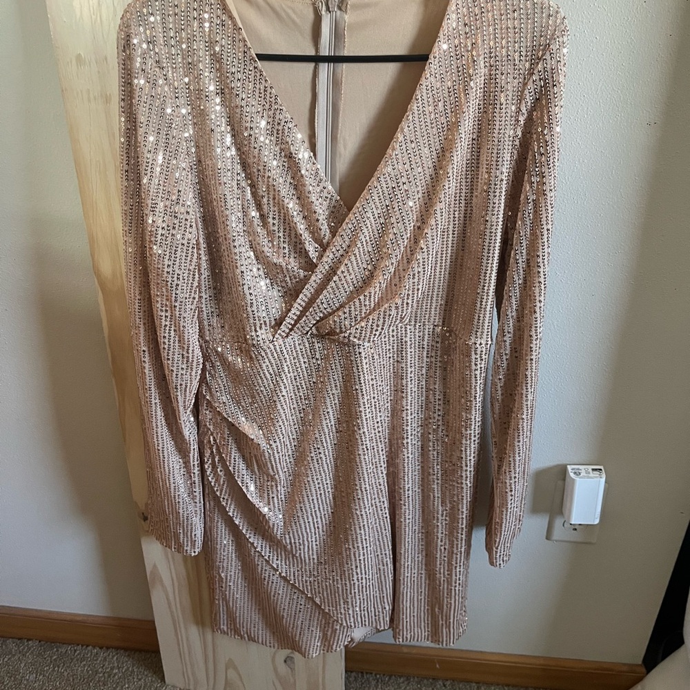 Sequin Long Sleeve Dress